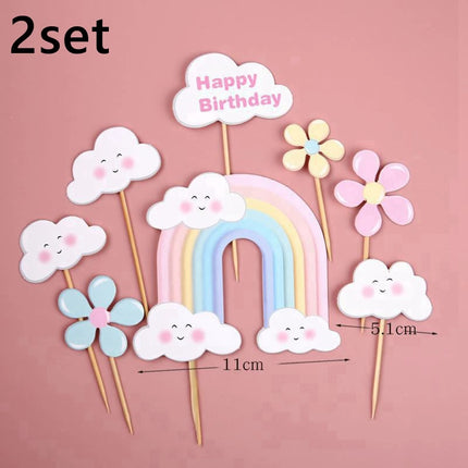 Rainbow Unicorn Cake Topper Birthday Cake Ornament Girl Unicorn Baby Shower 1st Birthday Party Kid Cake Dessert Christening Gift