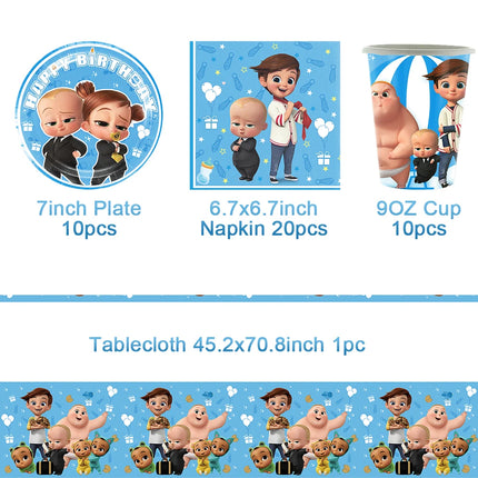 Baby B-BOSSED Birthday Theme Birthday Party Decoration Backdrop Family Cup Plate Napkin Balloons Baby Shower Supplies Kid Gift