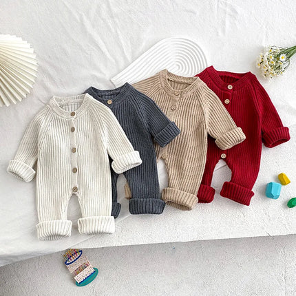 Baby Autumn Clothes Long Sleeved Sweater Baby Cute Jumpsuit Knitted Clothes Newborn Outdoor Rompers Clothes