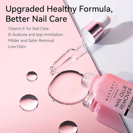 Makartt Nail Glue Remover for Press On Nails, Dissolves in 5 Mins, No Damage No Filing, Gentle Safe for Natural Nails Manicure