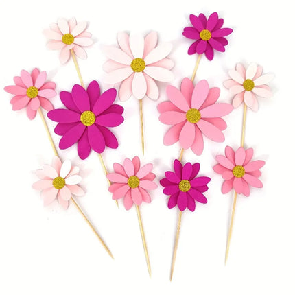 24pcs Daisy Themed Party Supplies Mixed with Flowers Perfect for Decorating Cupcakes Toothpicks and Birthday Celebrations