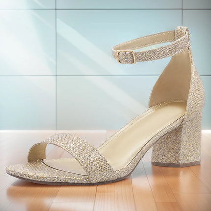 High Heeled Sandals Non Slip Ankle Strap Sandals Comfortable Low Block Dress Pumps Elegant Open Toe Sandals for Party Vacation