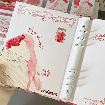 Sweet Strawberry A5 4-Grid Binder Hard Cover Card Album K-Pop Idol 3-inch Loose-Leaf Photocard Storage Book Korean 포카 바인