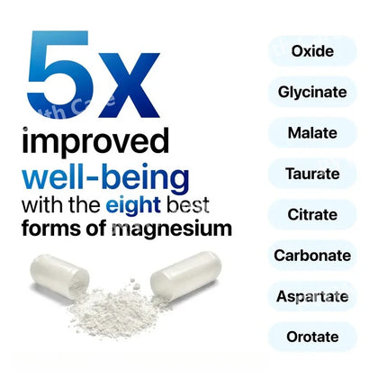Magnesium Mineral Supplement Capsules, Glycinate Citrate Malate Blend Supports Bone Wellness Heart Health Sleep & Muscle