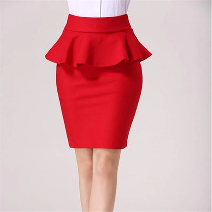 Women Ruffles Slim Stretch High Waist pencil Skirt Plus Size Clothes skirts