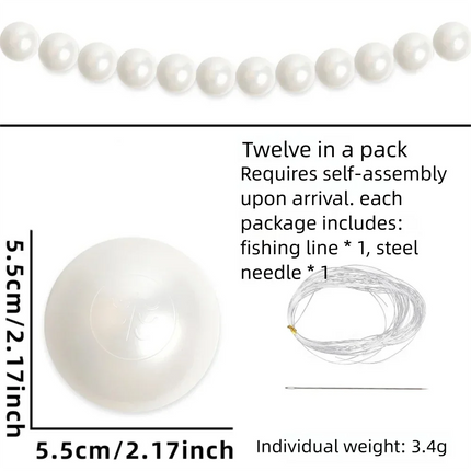 Wedding Backdrop Wall Decor - Faux Large Pearl - DIY Beaded Garland White Ball Pendant & Figurine