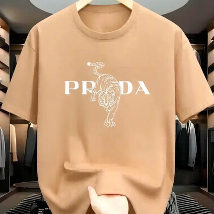 2025 Men's Luxury Graphic Print T-shirt Black White Contrast Short Sleeve Breathable  Summer Fashion Top