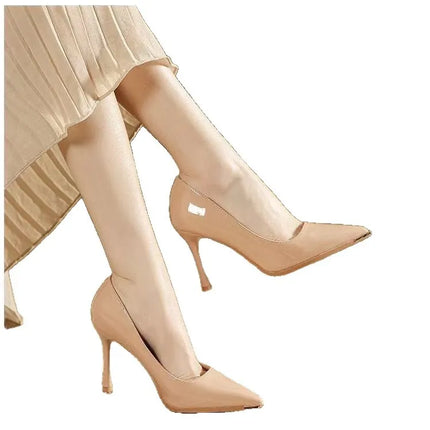 Sexy Pointed Toe Patent Leather High Heels Temperament Girl Red Sole Party Dress Stiletto Pumps Classic Black Work Single Shoes