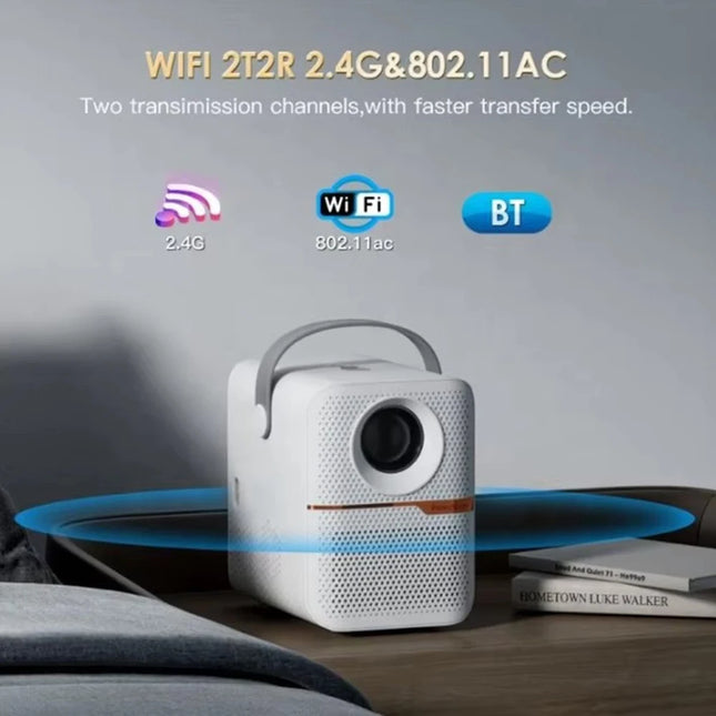 Portable Android 10.0 Smart Projector Allwinner H700 2GB+8GB 400Lumen 1280*720P 4K Supported 2.4G WiFi BT HD-IN Projector