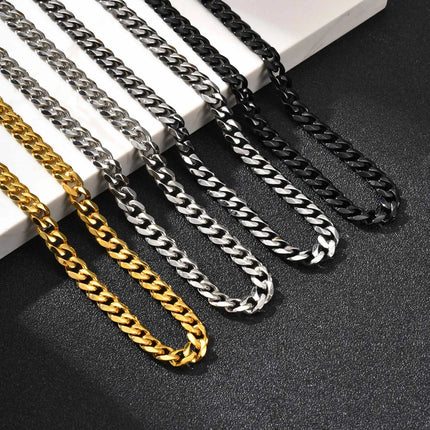 3/5/7mm Stainless Steel Cuban Link Chain Stainless Steel Necklace, Punk Hip-hop Choker for Men, Fashion Jewelry Accessories