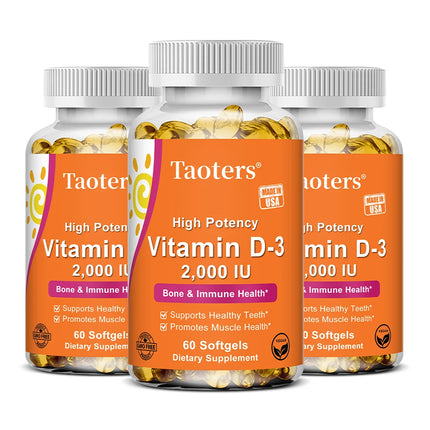 Vitamin D3 2000IU - Muscle Health, Strong Bones and Nervous System Health, Support Immune