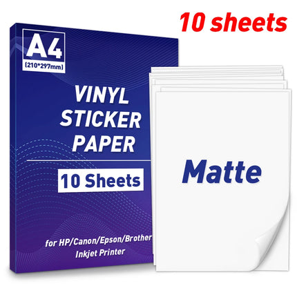 A4 Paper Sheets Adhesive Printable Label Sticker Paper Glossy for Inkjet Printer White Vinyl Label Copy Paper Gift Sticker